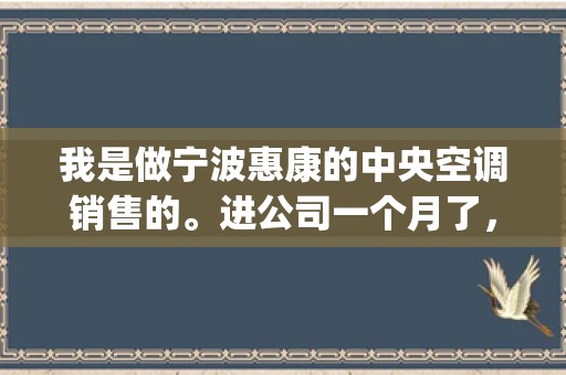 我是做宁波惠康的中央空调销售的。进公司一个月了，现在准备出去找客户，卖机子，可是不知道从哪里开始做_惠康制冰机e2故障怎么处理