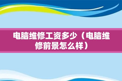 电脑维修工资多少（电脑维修前景怎么样）