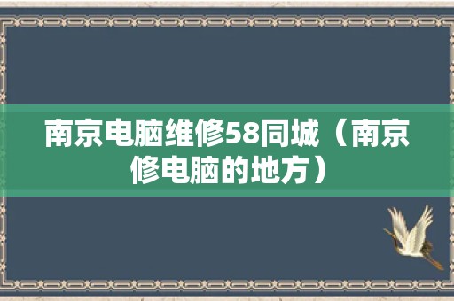 南京电脑维修58同城（南京修电脑的地方）