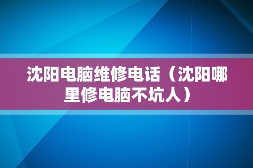 沈阳电脑维修电话（沈阳哪里修电脑不坑人）